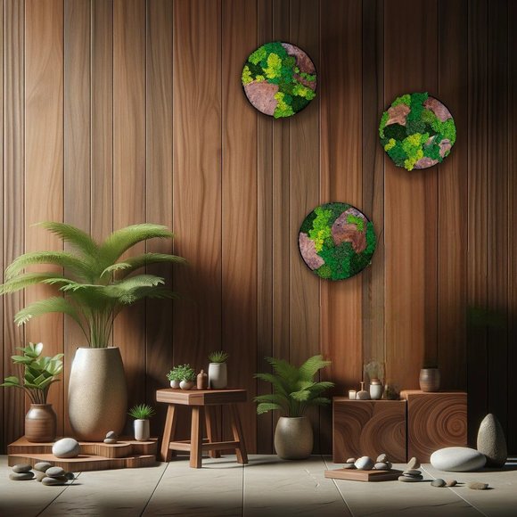 Evergreen Oasis Cedar Wood and Preserved Moss Wall Art - Handcrafted 12x12x1 Inc - Picture 4 of 10